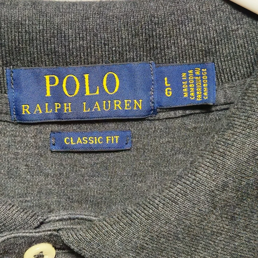 Polo Ralph Lauren Mens Large Classic Fit Polo Shirt Gray Heather Pony Logo‎ Pima